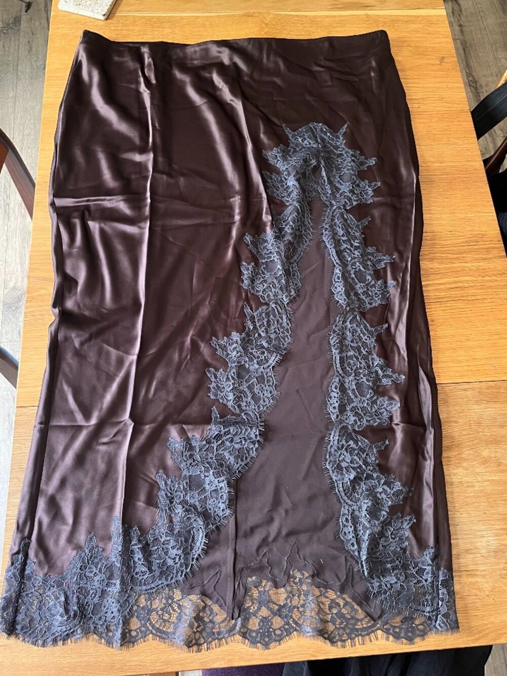 Silk Lace Slip Midi Skirt